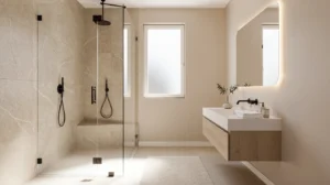 rénovation salle de bain beige