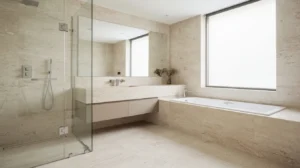 rénovation salle de bain travertin